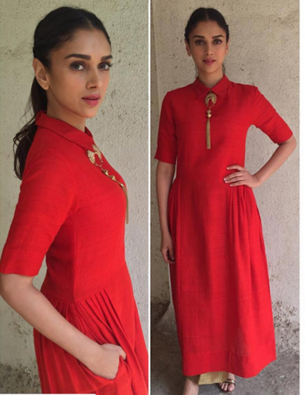 Aditi Rao Hydari Wearing Red Dress-DC201