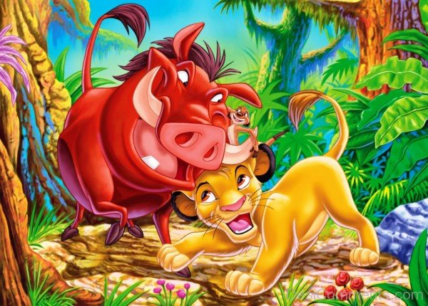 Adorable Image Of Simba,Timon And Pumbaa