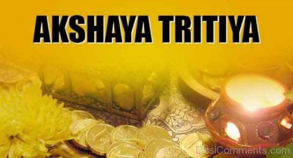 Akshaya Tritiya On Yellow Background