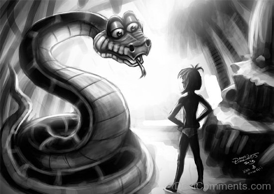 Amazing Drawing Of Kaa And Mowgli