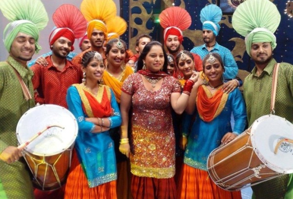 Amrita Virk With A Bhangra Group