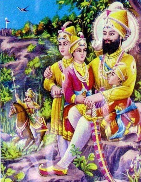 Amzing Pic Of Guru Gobind And His Sons-DC006