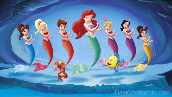 Ariel With Flounder And Sebastian Pic