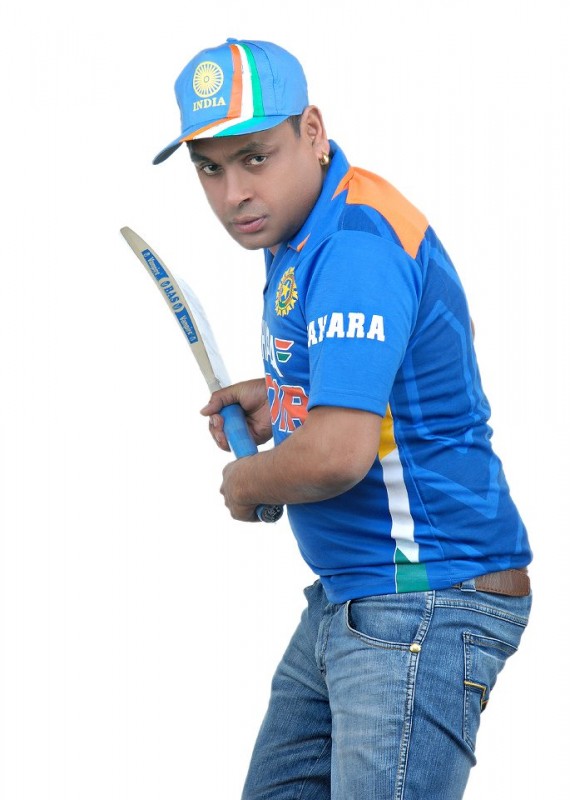 Babu Chandigarhia Posing With Bat