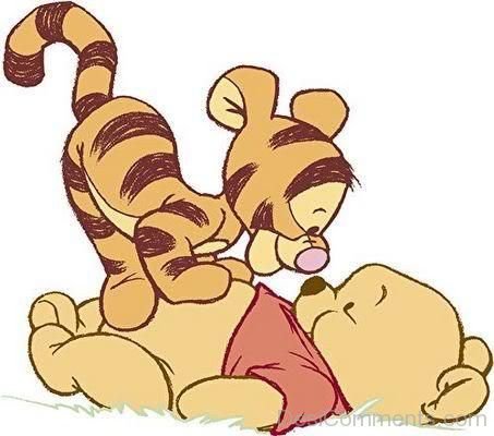 Baby Tigger On Winnie’s Stomach