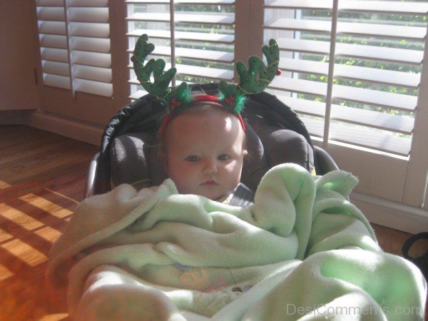 Baby Wearing Raindeer Band