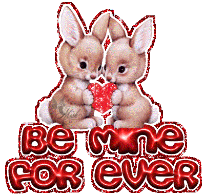Be Mine Forever Rabbits Glitter Image