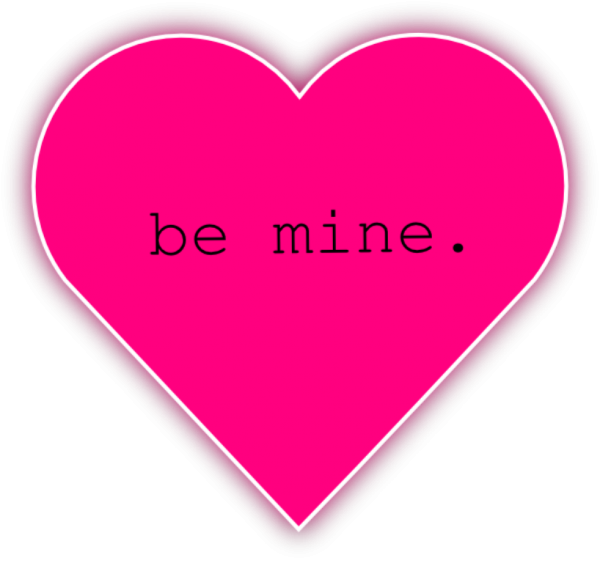 Be Mine Text In Pink Heart-DC12