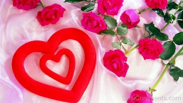 Beautiful Red Heart With Pink Roses-tvw225desi50