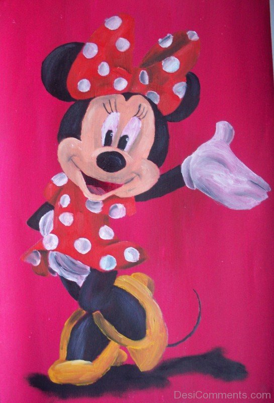 Beautiful Water Painting Of Minnie Mouse