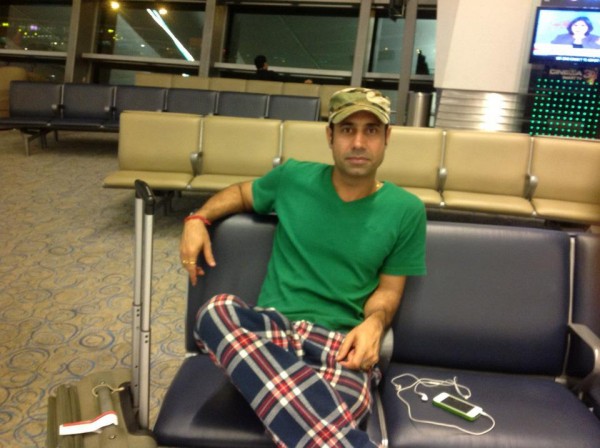 Binnu Dhillon Wearing Green T-shirt