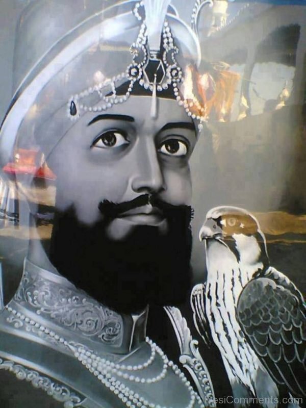 Black And White Image Of Guru Gobind Singh Ji