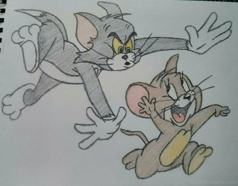 How to draw Tom and Jerry together  Sketchok easy drawing guides