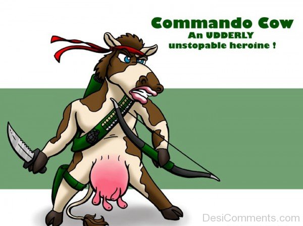 Commando Cow Funny
