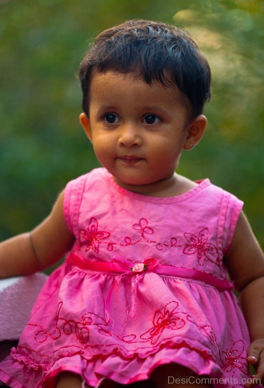 Cute Baby In Pink Dress