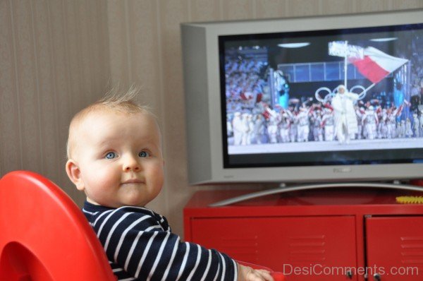 Cute Baby Watching Television