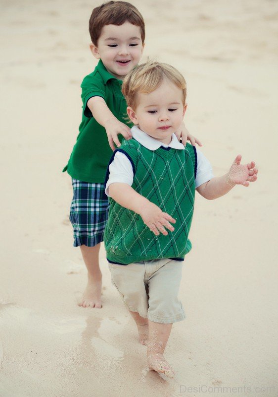 Cute Brothers At Beach