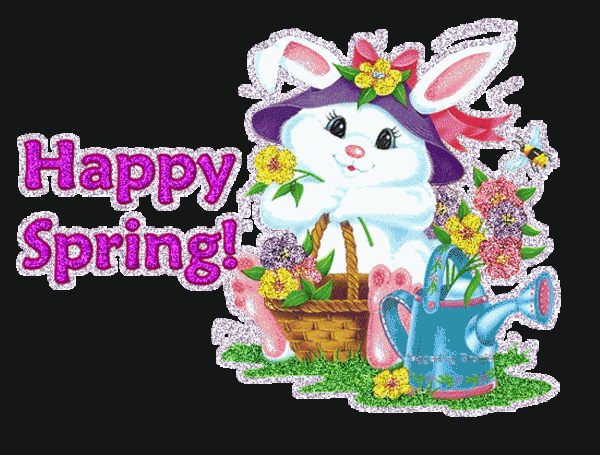 Cute White Glitter Kitty Says Happy Spring-DC005