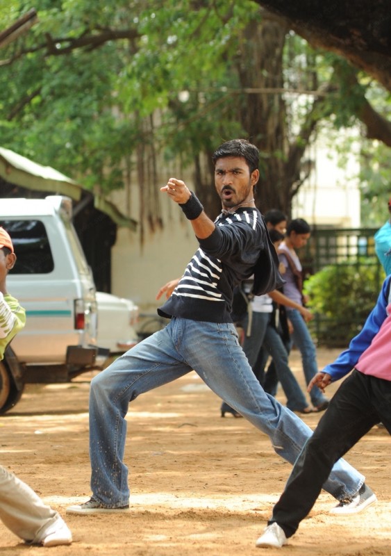 Dhanush During A Movie Scene