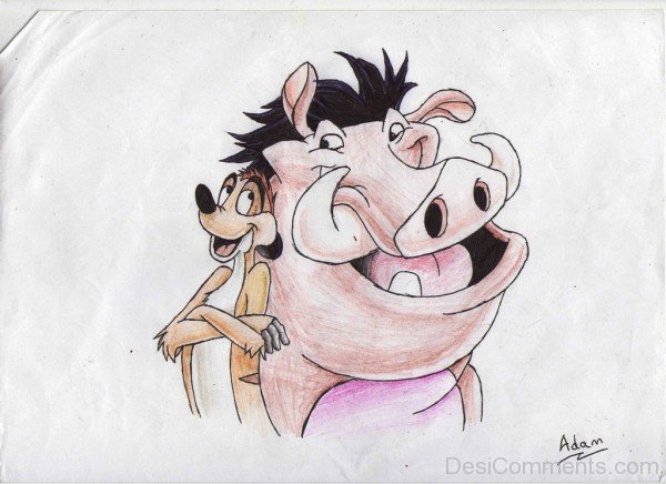 Drawing Picture Of Timon And Pumbaa