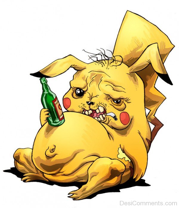 Drunken Pikachu Funny Image