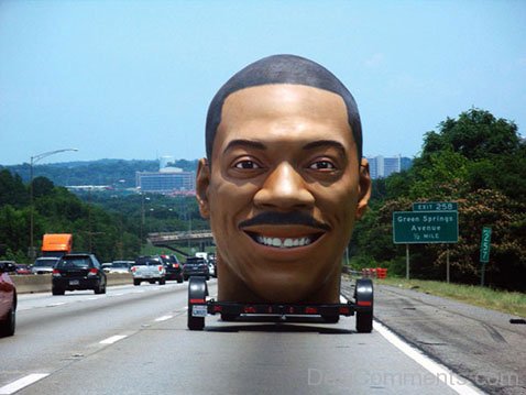 Eddie Murphy head that looks like a badly Photoshopped