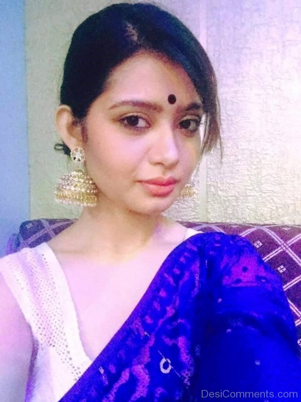 Ena Saha In Blue Saree-DC193