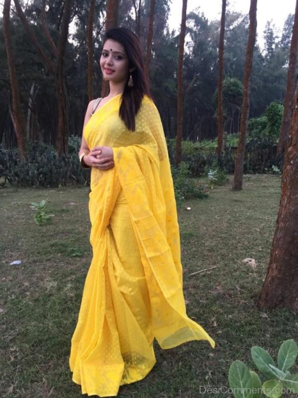 Ena Saha In Yellow Saree Image-DC224