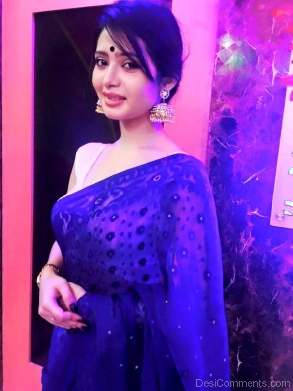 Ena Saha Wearing Blue Saree-DC113