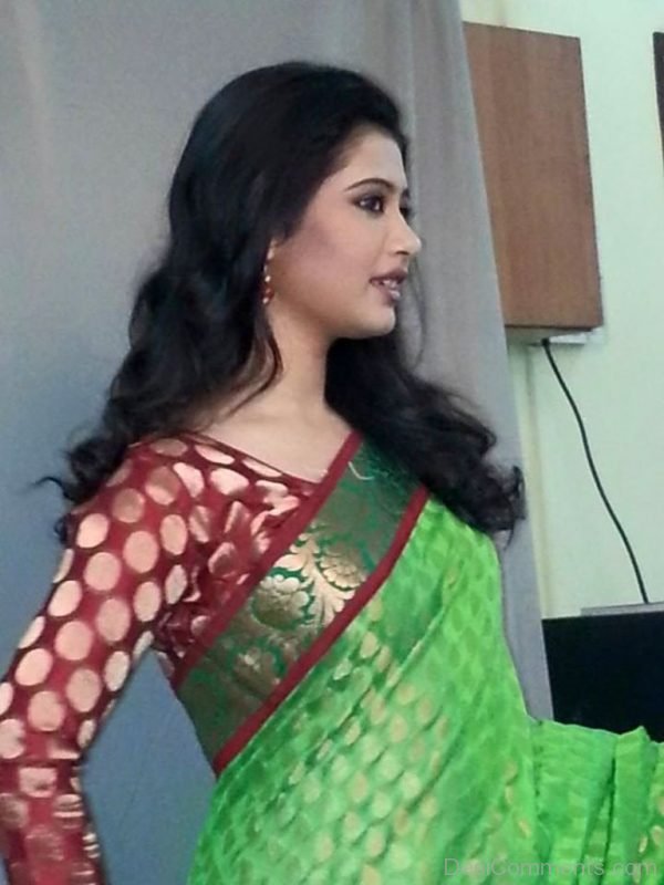 Ena Saha Wearing Green Saree-DC118