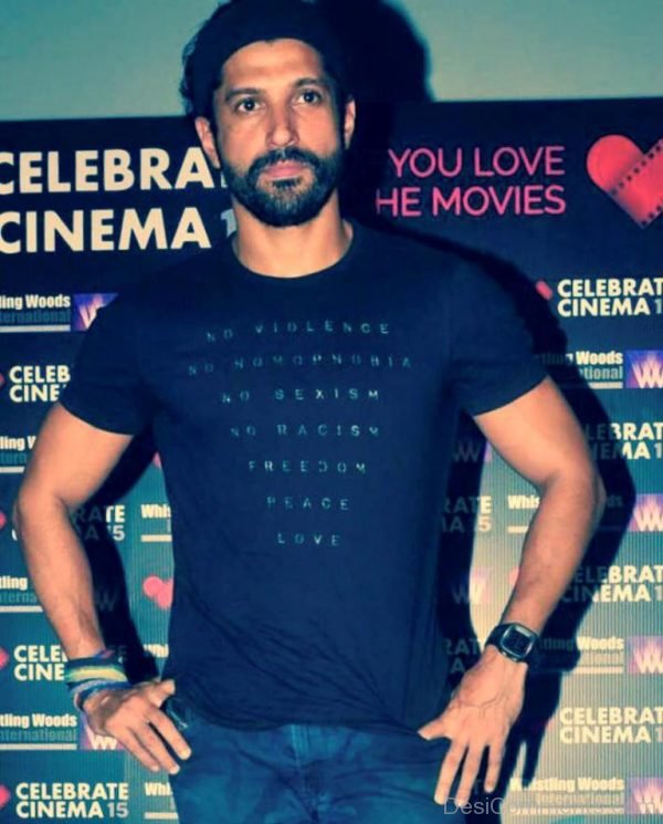 Farhan Akhtar In Black T-Shirt-DC035