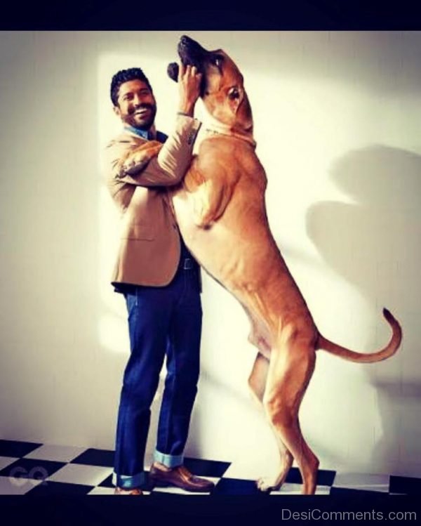 Farhan Akhtar With Dog