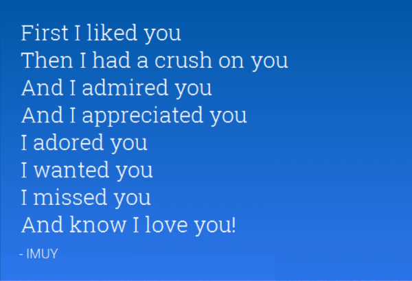 First I Liked You