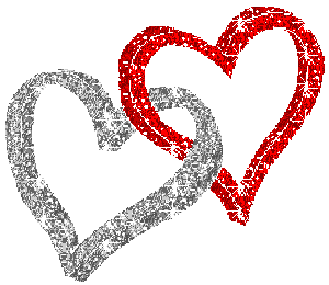 Glittering Silver And Red Hearts Image
