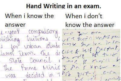 Hand Writing In An Exam