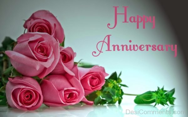 Happy Anniversary With Pink Roses