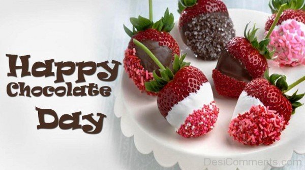 Happy Chocolate Day With Chocolate Stawberries