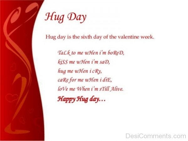 Hug Day Is The Sixth Day