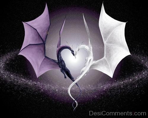 Image Of Dragon In  Love Hearts Shape