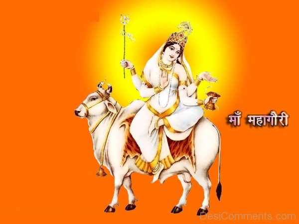 Image Of Goddess Maha Gauri - Wishing You Happy Navratri