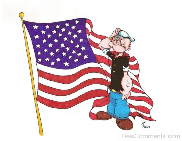 Image of Popeye With Flag