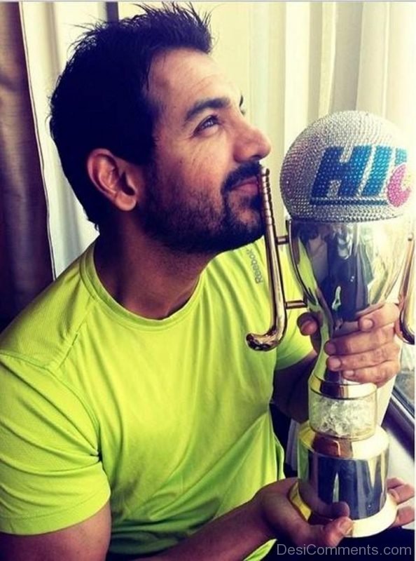 John Abraham With Trophy