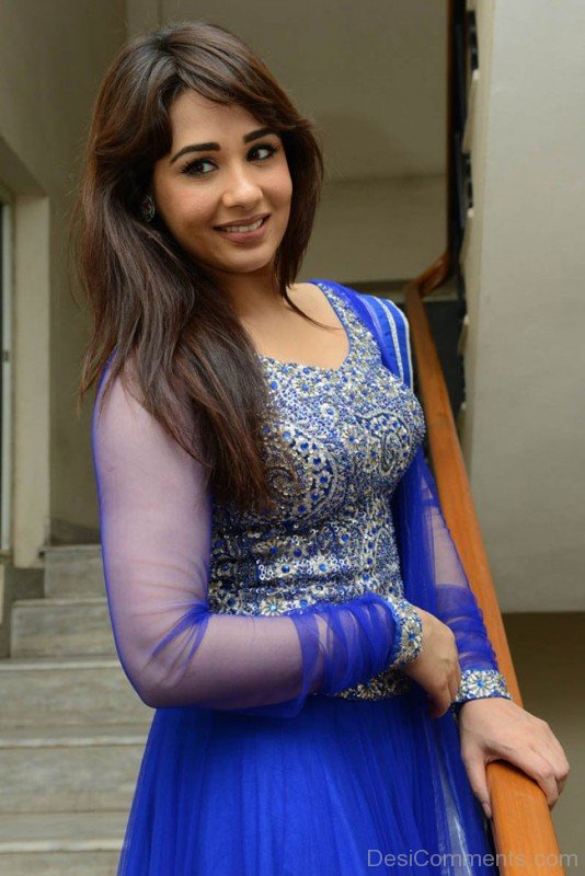 Mandy Takhar In Blue Dress