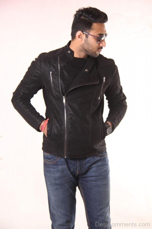 Maninder Kailey Wearing Black Jacket