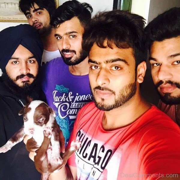 Mankirt Aulakh In Red T-Shirt