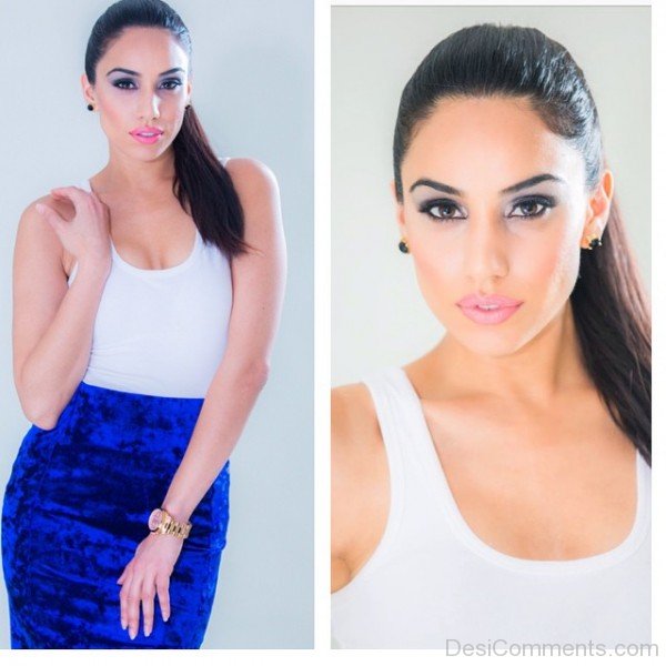 Mannu Sandhu In White And Blue Dress