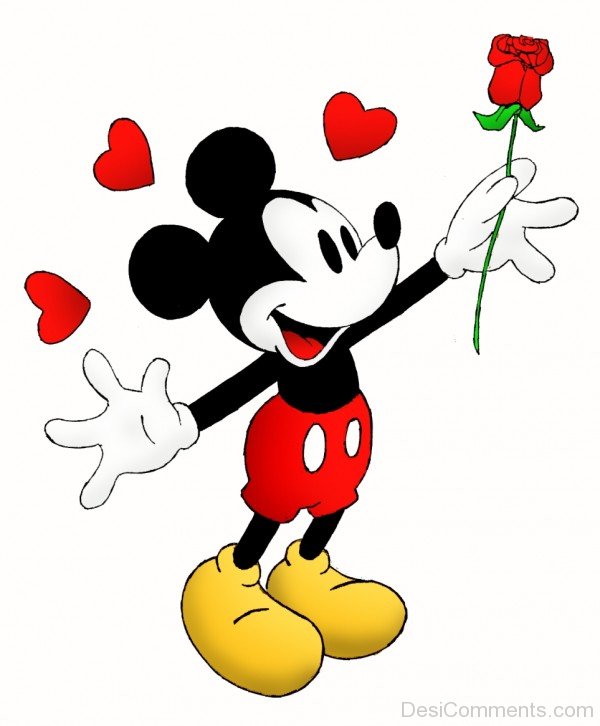 Mickey Mouse With Rose