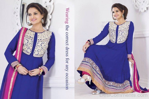 Monica Bedi In Dark Blue Dress