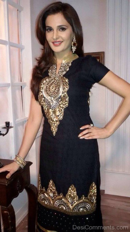 Monica Bedi Wearing Black Suit