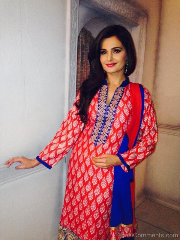 Monica Bedi Wearing Red Suit